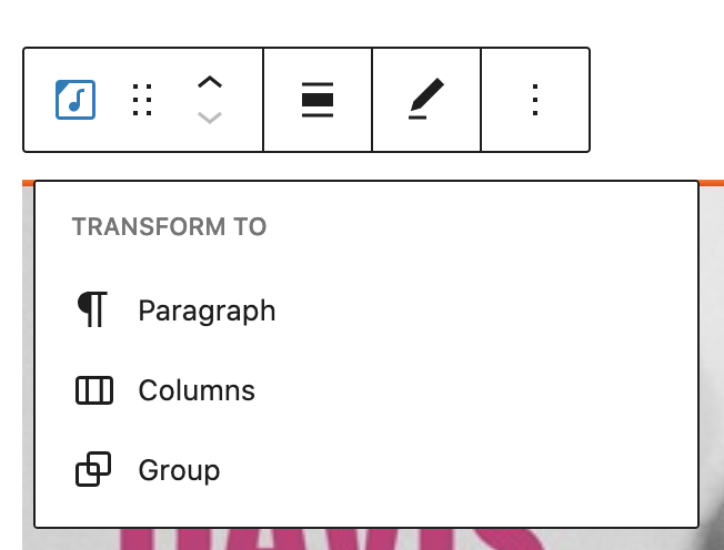 Transform option in the SoundCloud block