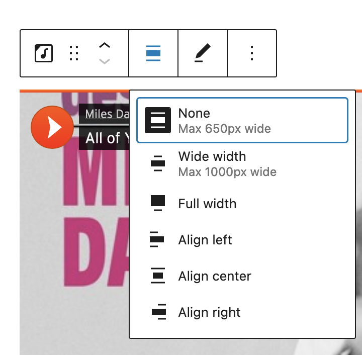 Change alignment in the SoundCloud block