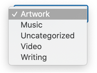 Categories displayed as dropdown