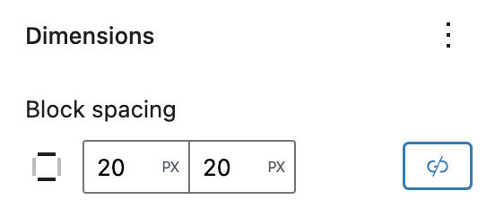 Setting the block spacing for the top and bottom