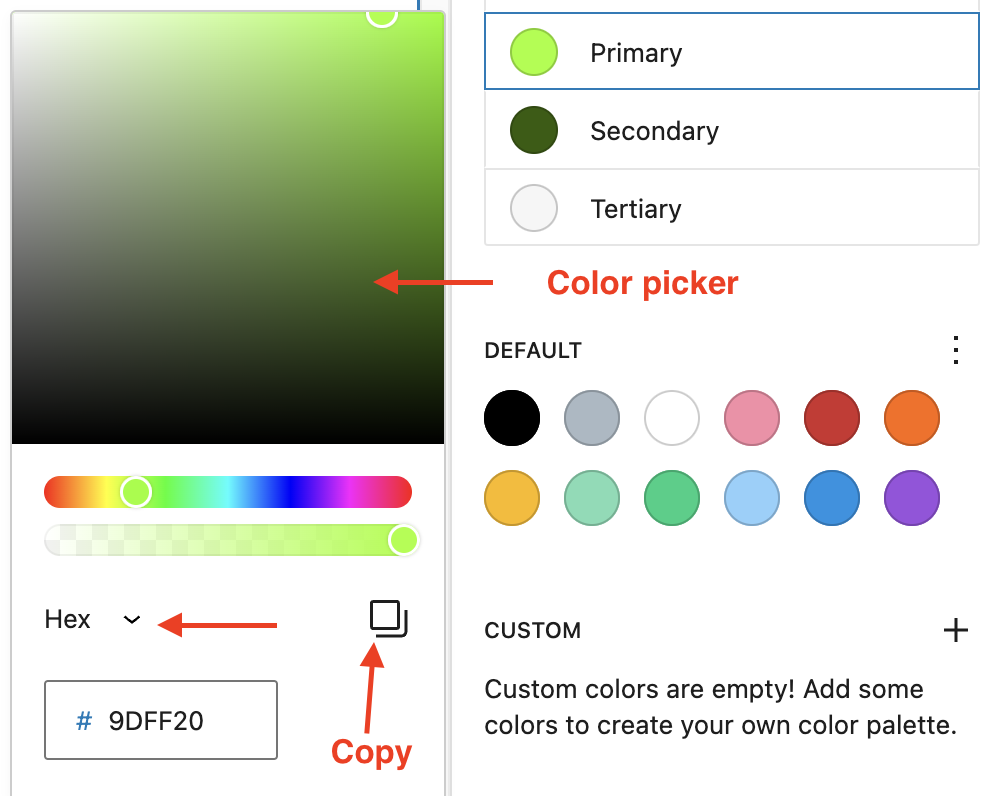 How to pick a different color from the color picker.