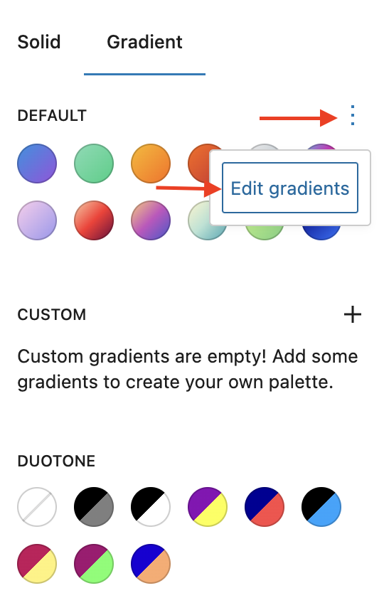 How to edit the gradients in the theme