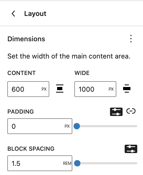 Padding linked in the Layout Panel