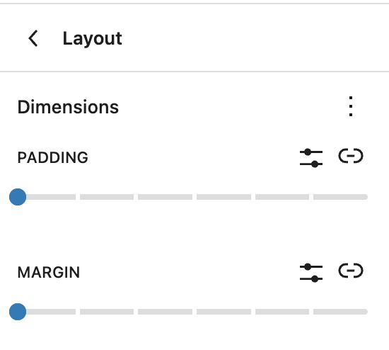 Margin linked in the Blocks Layout Panel