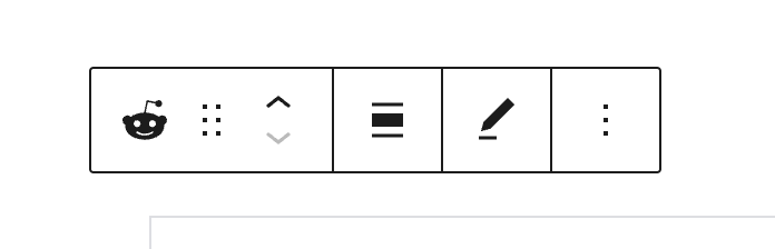 Block Toolbar with options available for the Reddit Block.
