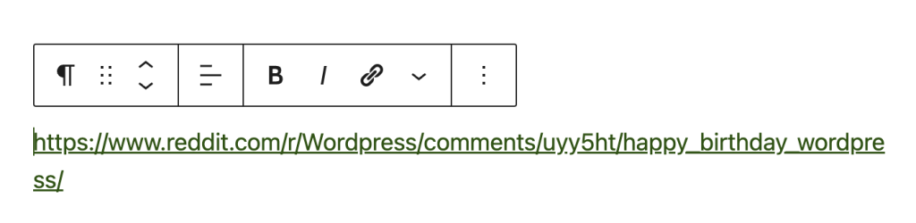 Reddit embed transform into a Paragraph block