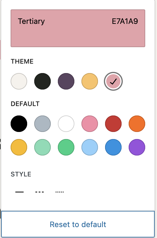 Reset to default button