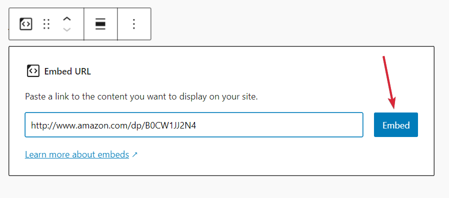 Amazon kindle block with book URL