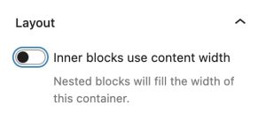 Toggle off the option- Inner blocks use content width