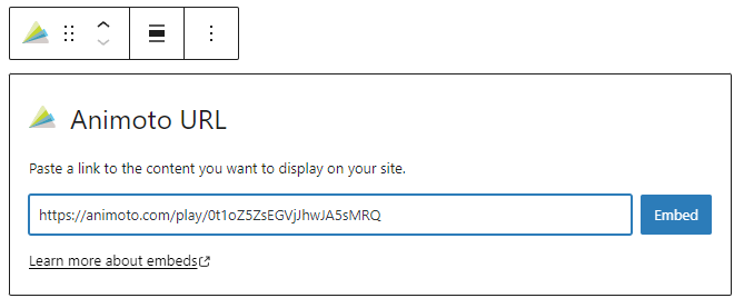 Paste the link you grabbed for the Animoto video