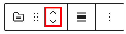 Arrow icons on the toolbar to move the block upwards or downwards