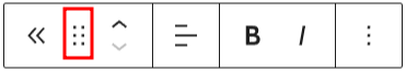 Drag icon on the previous post block toolbar