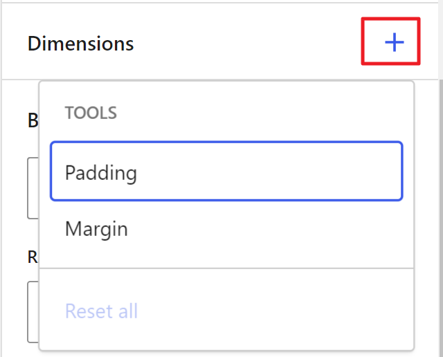 Dimension settings in the Verse block