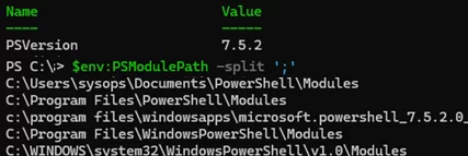 $env:PSModulePath paths in PowerShell Core 7.x
