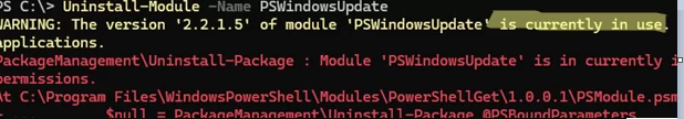Uninstall-Module error - module is currently in use