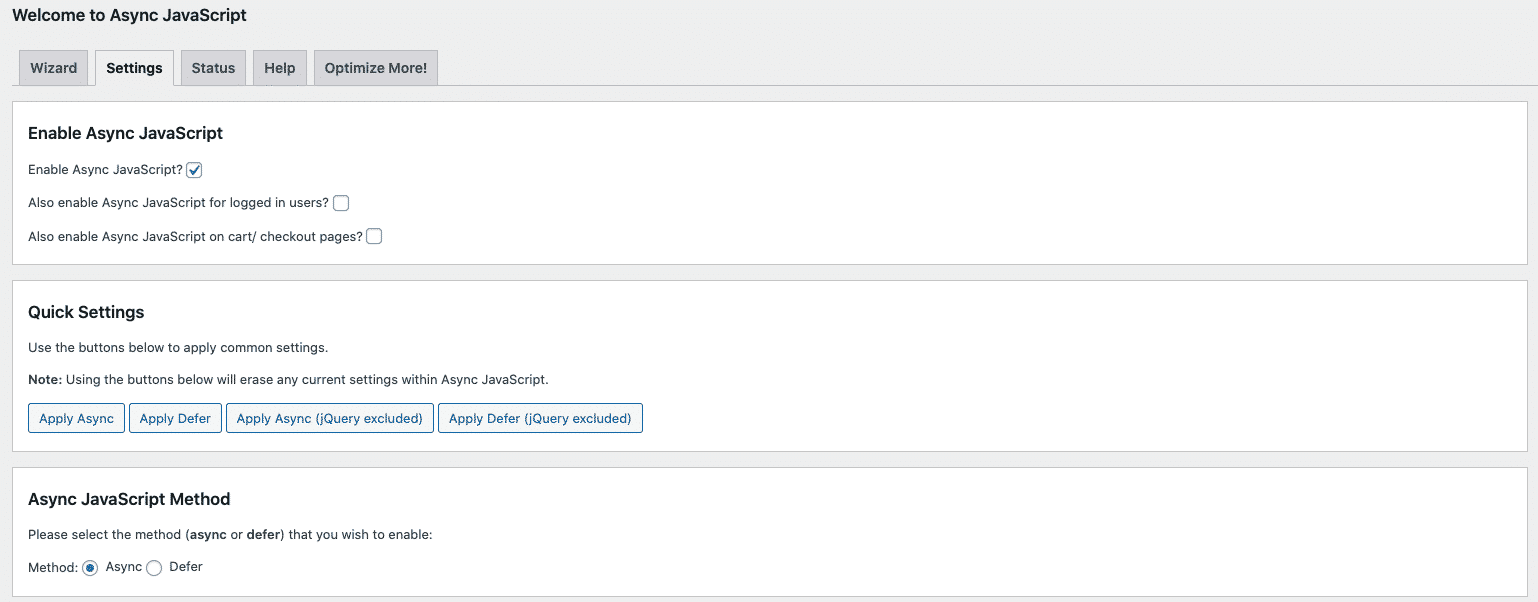 Enabling async JS in one click - Source: Async JS