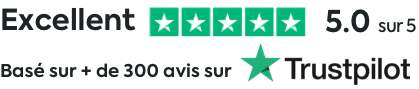 Excellent : 5 étoiles sur 5 Basé sur + de 300 avis sur Trustpilot