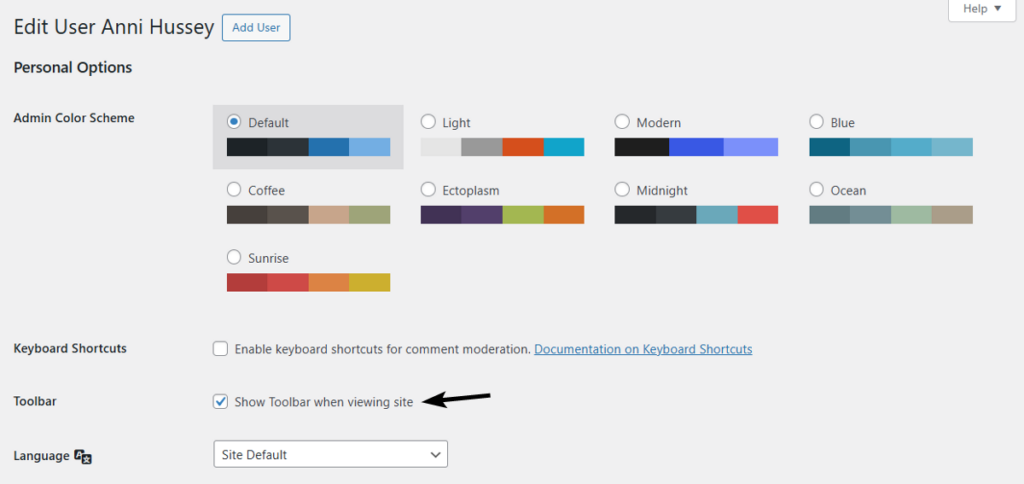 manually hide admin for individual user
