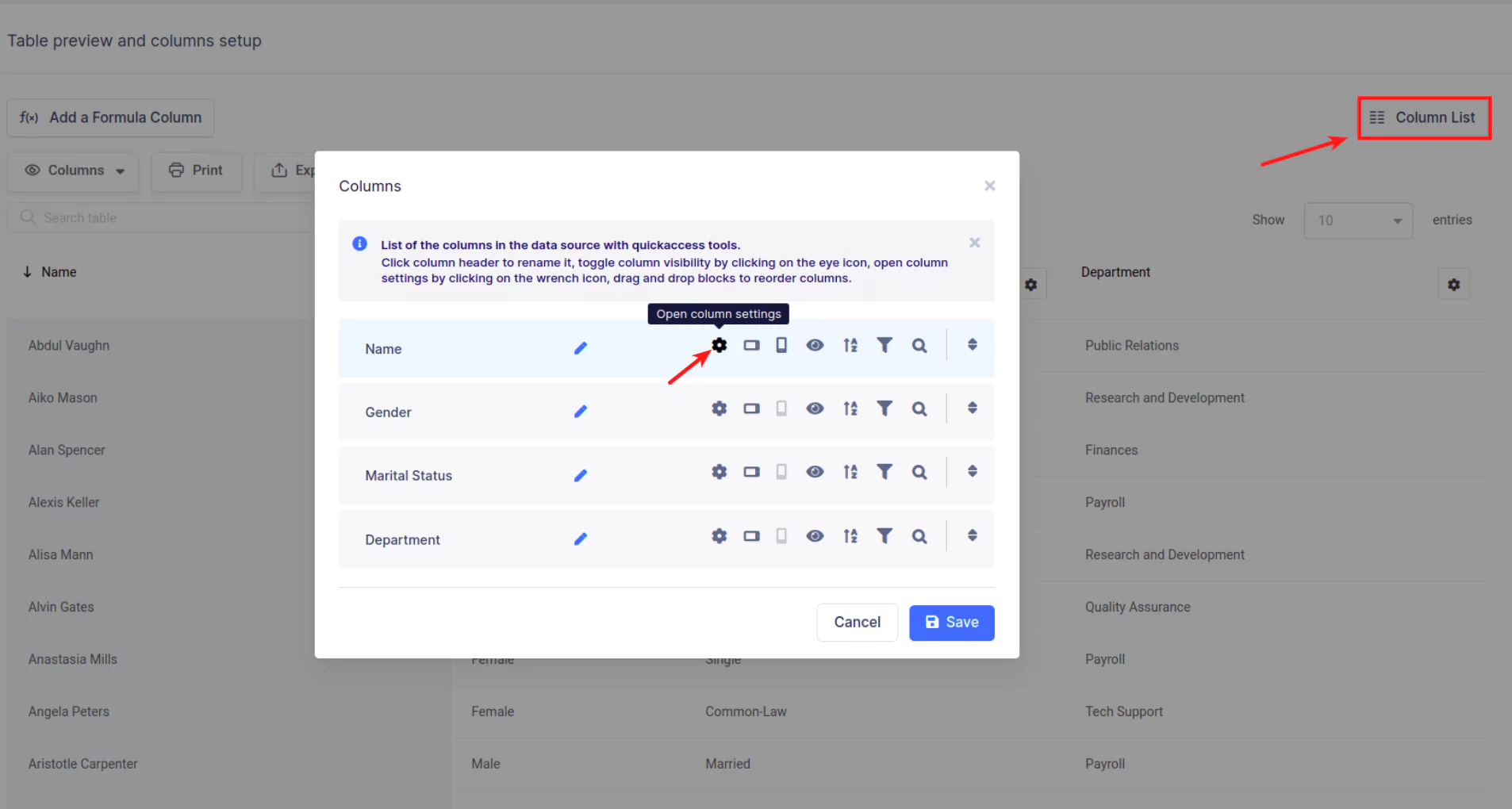 columnlist-wpdatatables