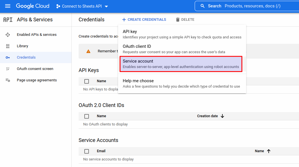 google-API-services-account