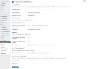 parametres backWPup backWPup