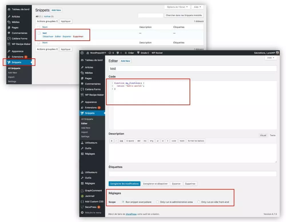 code snippet test Code Snippet Test
