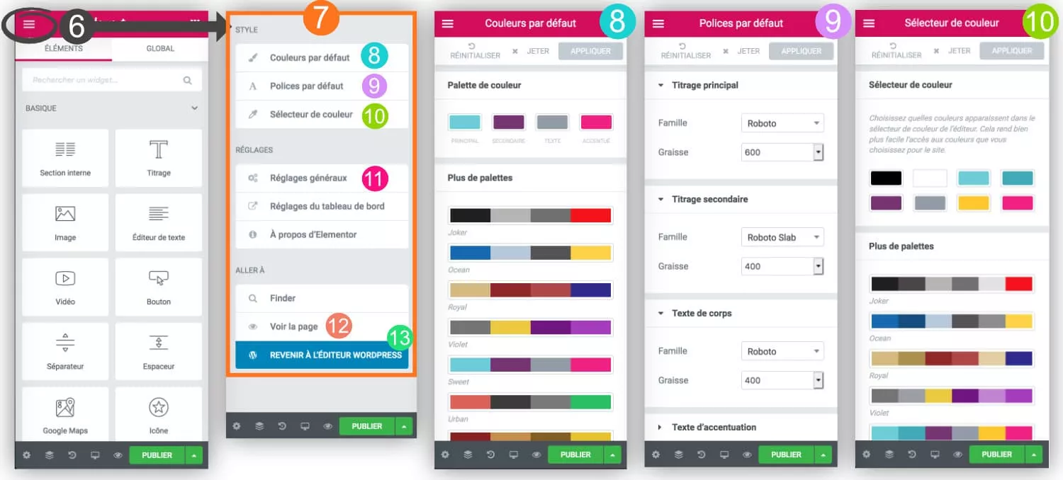 26 reglages caches 2 autres réglages d'Elementor