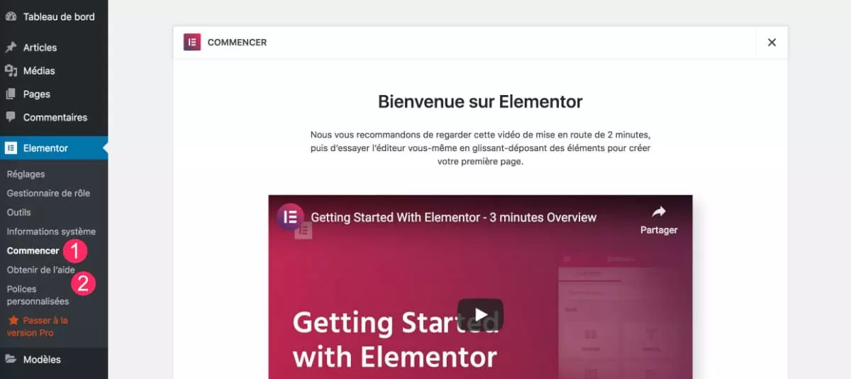 8 commencer aide aide Elementor