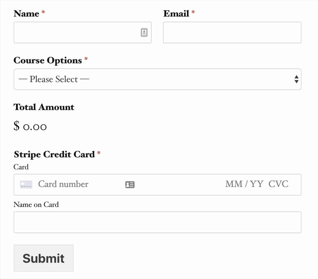 stripe payment order form example - WPForms Stripe-Zahlungsauftragsformular Beispiel