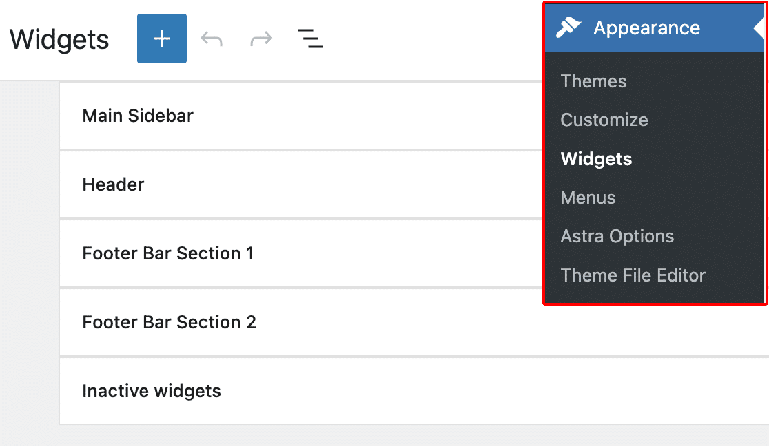 widgets-editor - WPForms WordPressでウィジェットエディタを開く