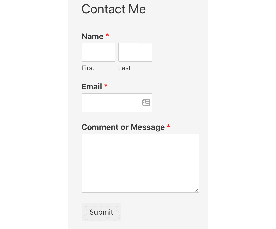 Contact form widgebar widget on published WordPress post - WPForms Formulario de contacto widgebar widget en WordPress publicado post