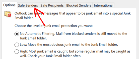 Safe Senders in Outlook Desktop - WPForms Safe Senders in Outlook Desktop