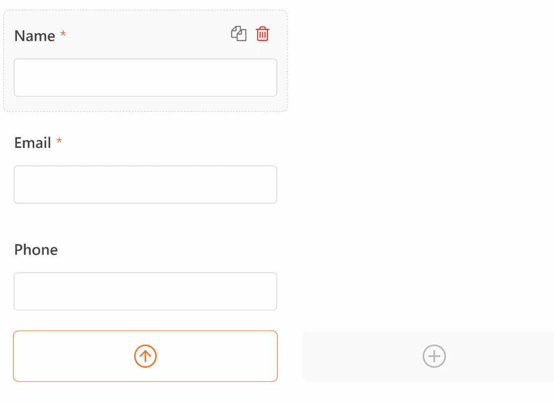 left column populated - WPForms coluna esquerda preenchida