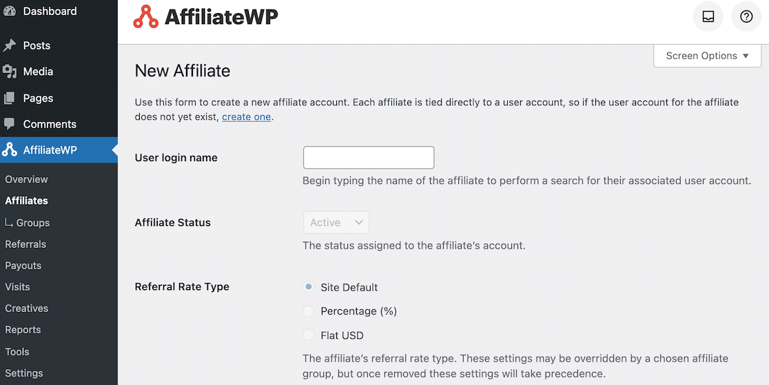Adding Affiliates - WPForms Adicionar afiliados no AffiliatesWP