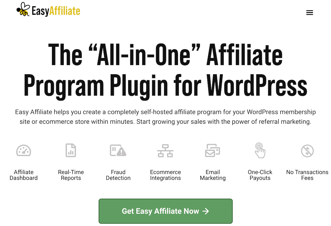 Easy Affiliate Home - WPForms O sítio Web Easy Affiliate