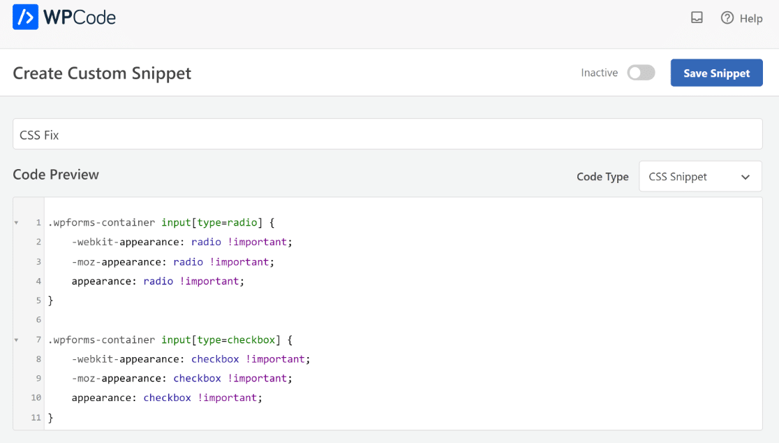 Create Custom Snippet WPCode Crear fragmento personalizado WPCode