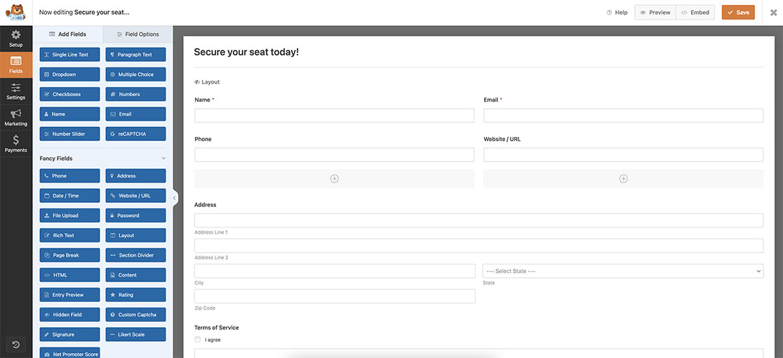 wpforms-enable-checkbox-create-form - WPForms comece por criar o seu formulário e adicionar os seus campos