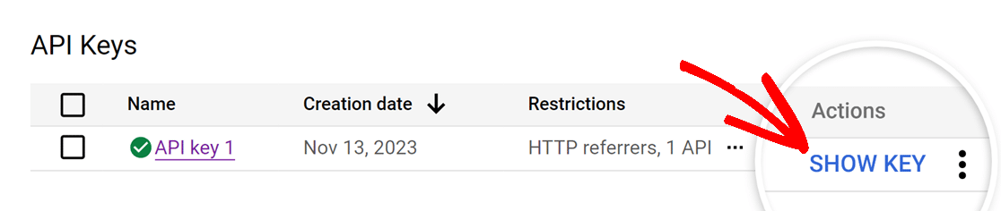 show-key-api-key - WPForms