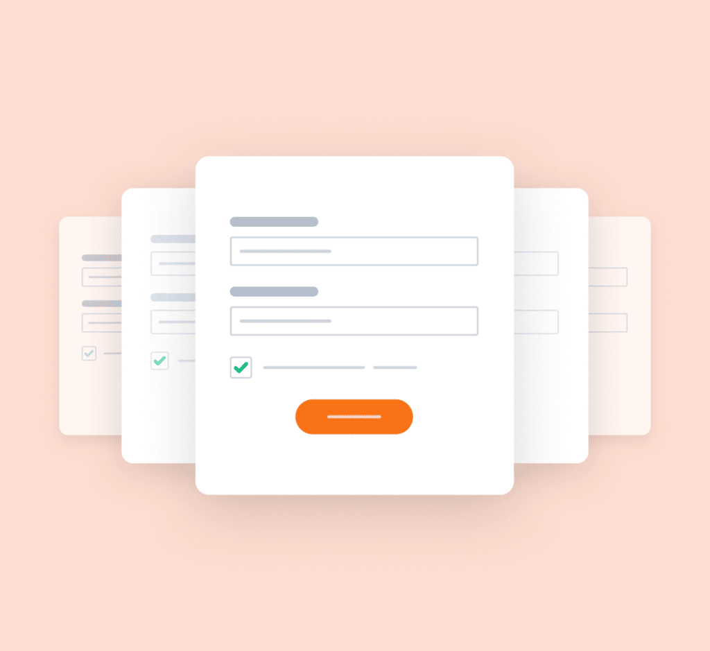 Illustration of Form Templates with Orange Button - WPForms Illustration of form templates with orange button
