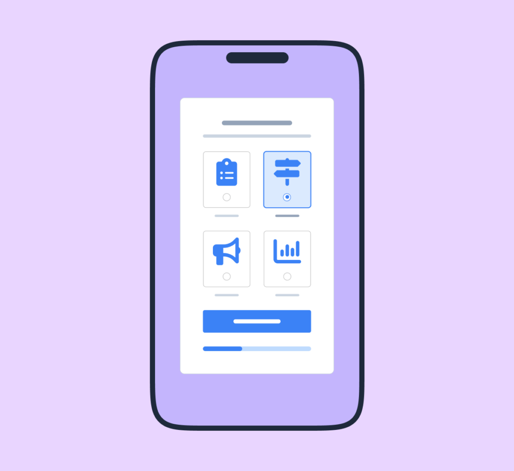 Mobile Phone Displaying Advanced Lead Form Features Illustration - WPForms Mobile phone displaying advanced lead form features illustration