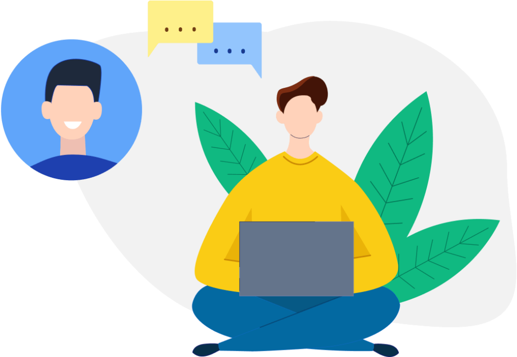 Man Using Laptop for Online Communication and Customer Support - WPForms Man using laptop for online communication and customer support