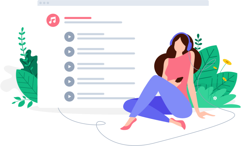 Woman Listening to Music Playlist - WPForms Digital Streaming Service Interface"