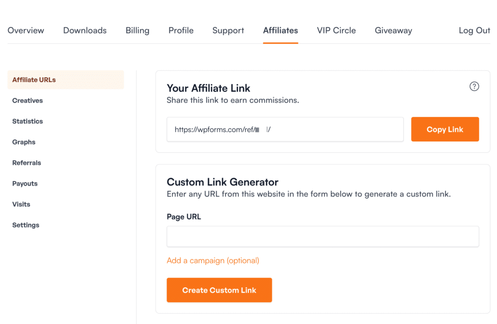 Get-an-Affiliate-Link - WPForms Obter um link de afiliado