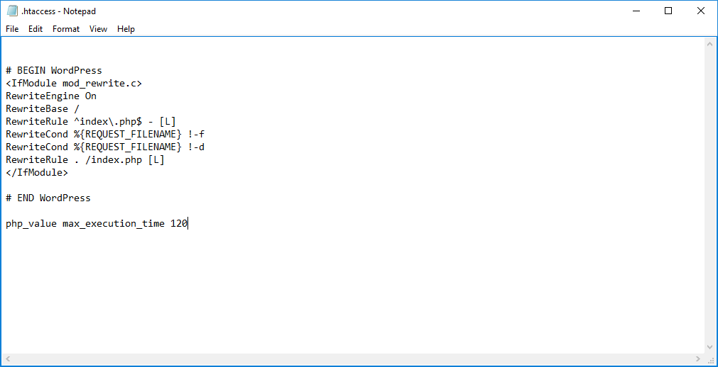 Add code to htaccess Edit htacces fix fatal error maximum execution time exceeded in wordpress
