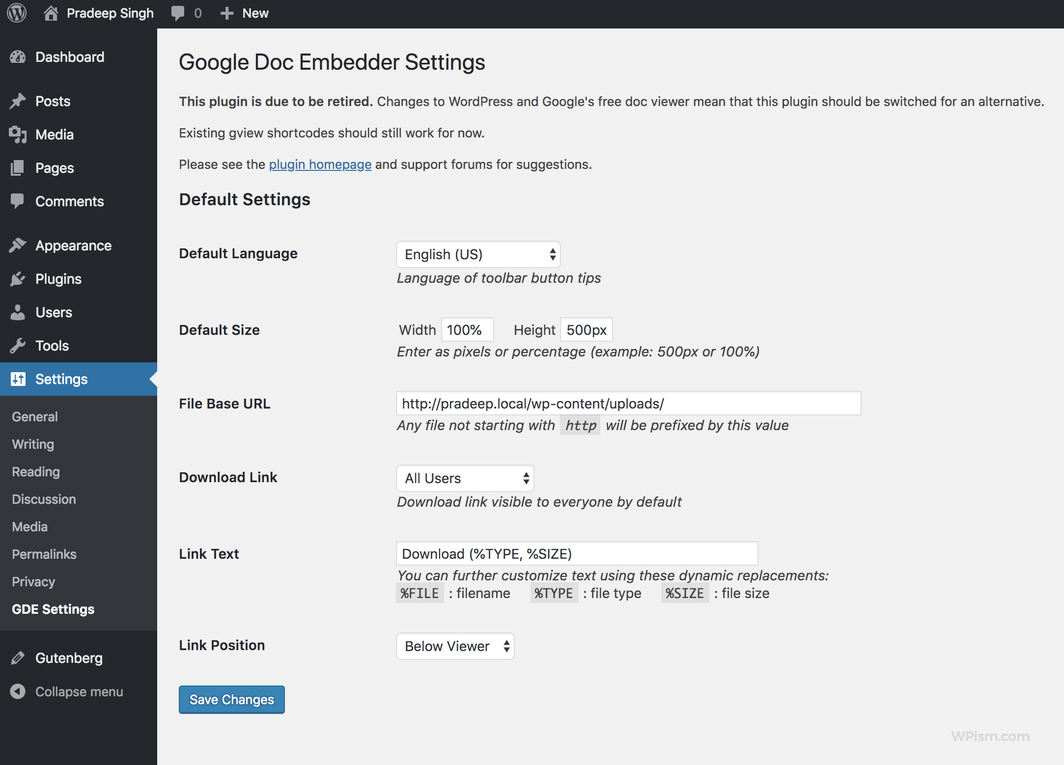 How to Upload and Embed PDF files in WordPress – 2026 Guide 22 Google Doc Embedder plugin Settings page