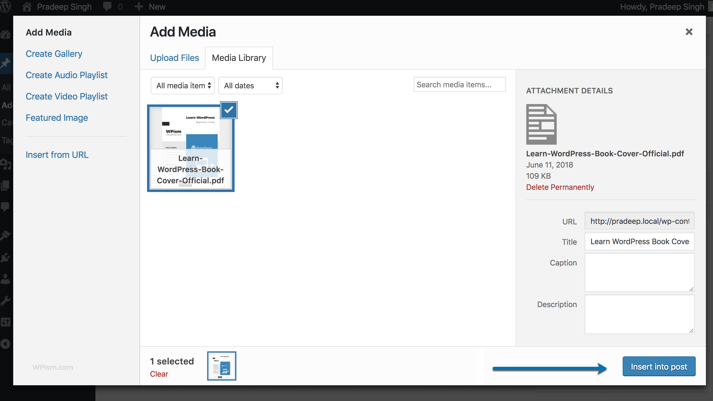 How to Upload and Embed PDF files in WordPress – 2026 Guide 5 Insert into Post PDF File