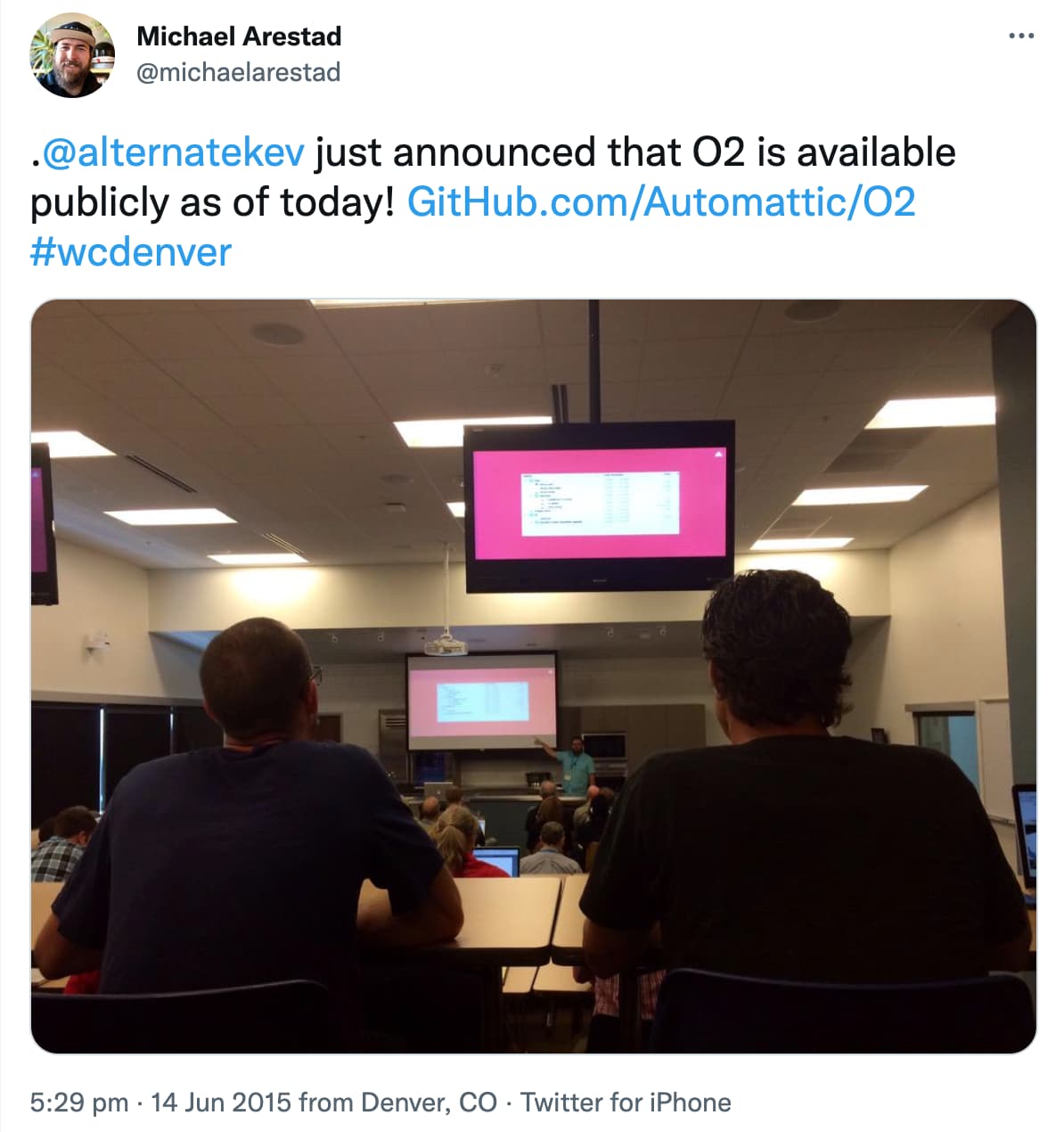 O2 Plugin Released Publicly on GitHub 3 Michael Arestad at the WordCamp o2 plugin release