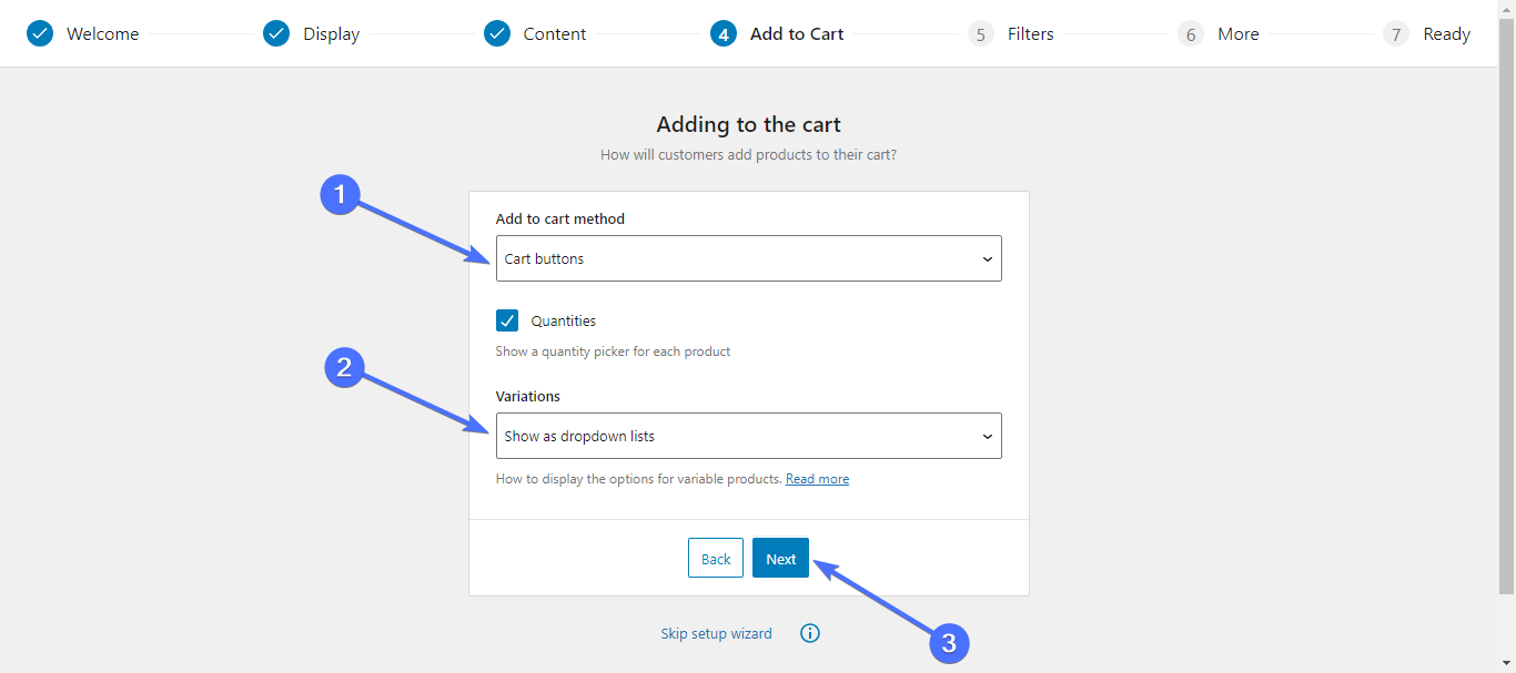 WooCommerce table plugin Setup Wizard