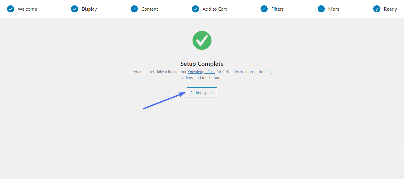 WooCommerce table plugin Setup Wizard