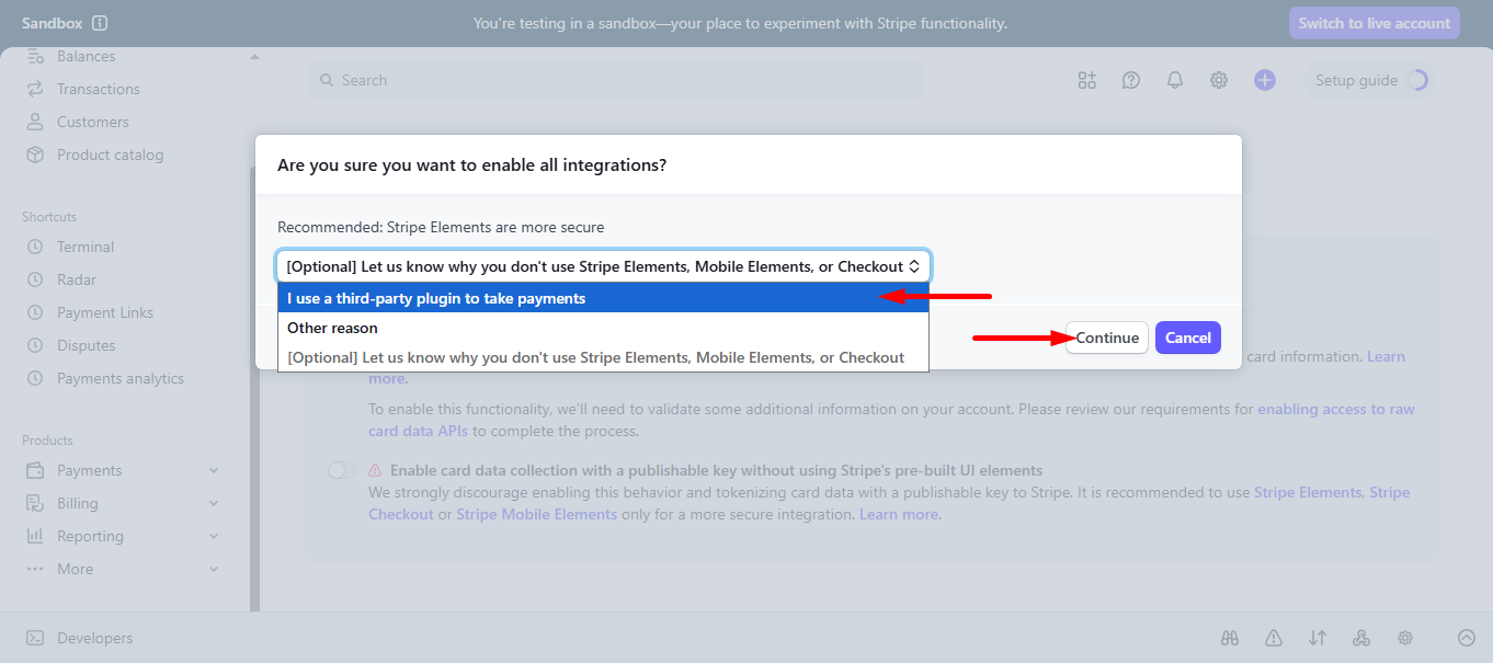 Select the right option and click continue